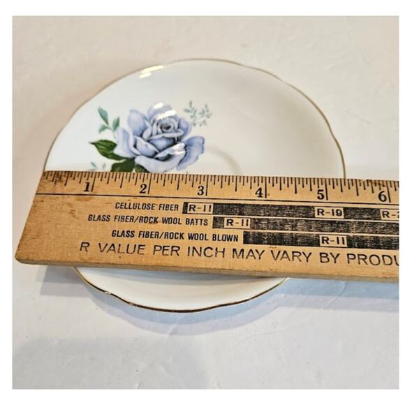 Elegant Royal Stafford Bone China Teacup & Saucer Set: Blue Rose  Gold Accents - Picture 10 of 10